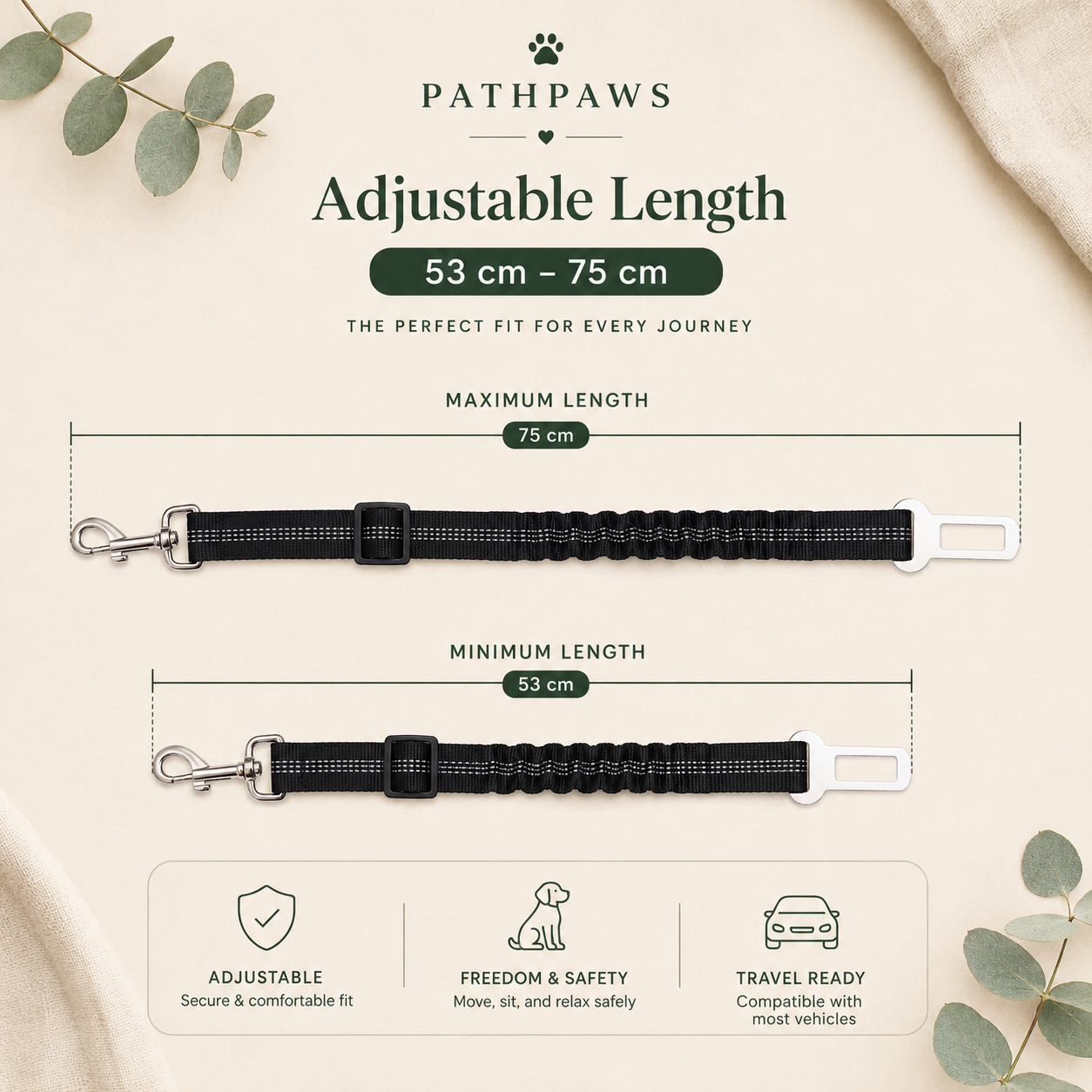PathPaws Adjustable Dog Car Seat Belt